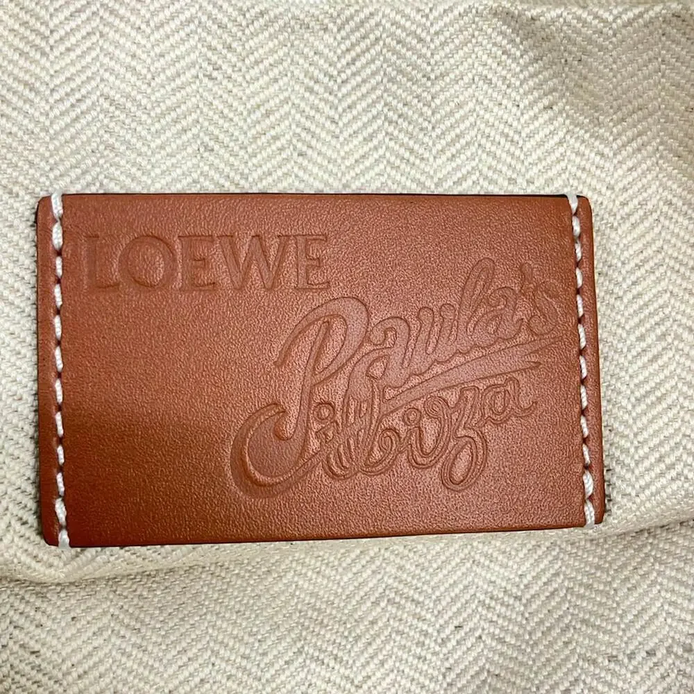 Loewe Drawstring Pouch Brown Multi Cotton Leather
